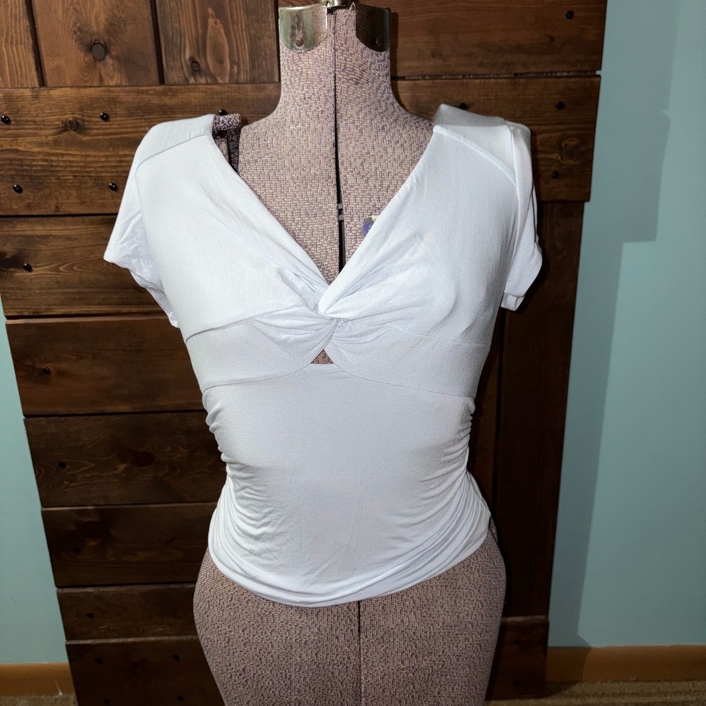 Guess Light Blue Twist-Front Blouse